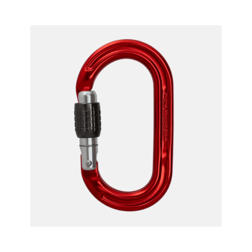 Ultra O Karabiner in red, designed for tree surgeons and climbing enthusiasts, part of the DMM range.