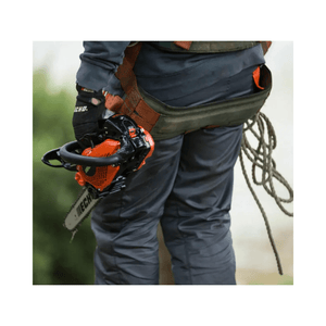 Professional arborist holding ECHO CS-2511TESC Petrol Top Handle Chainsaw 10" ready for precise cutting.