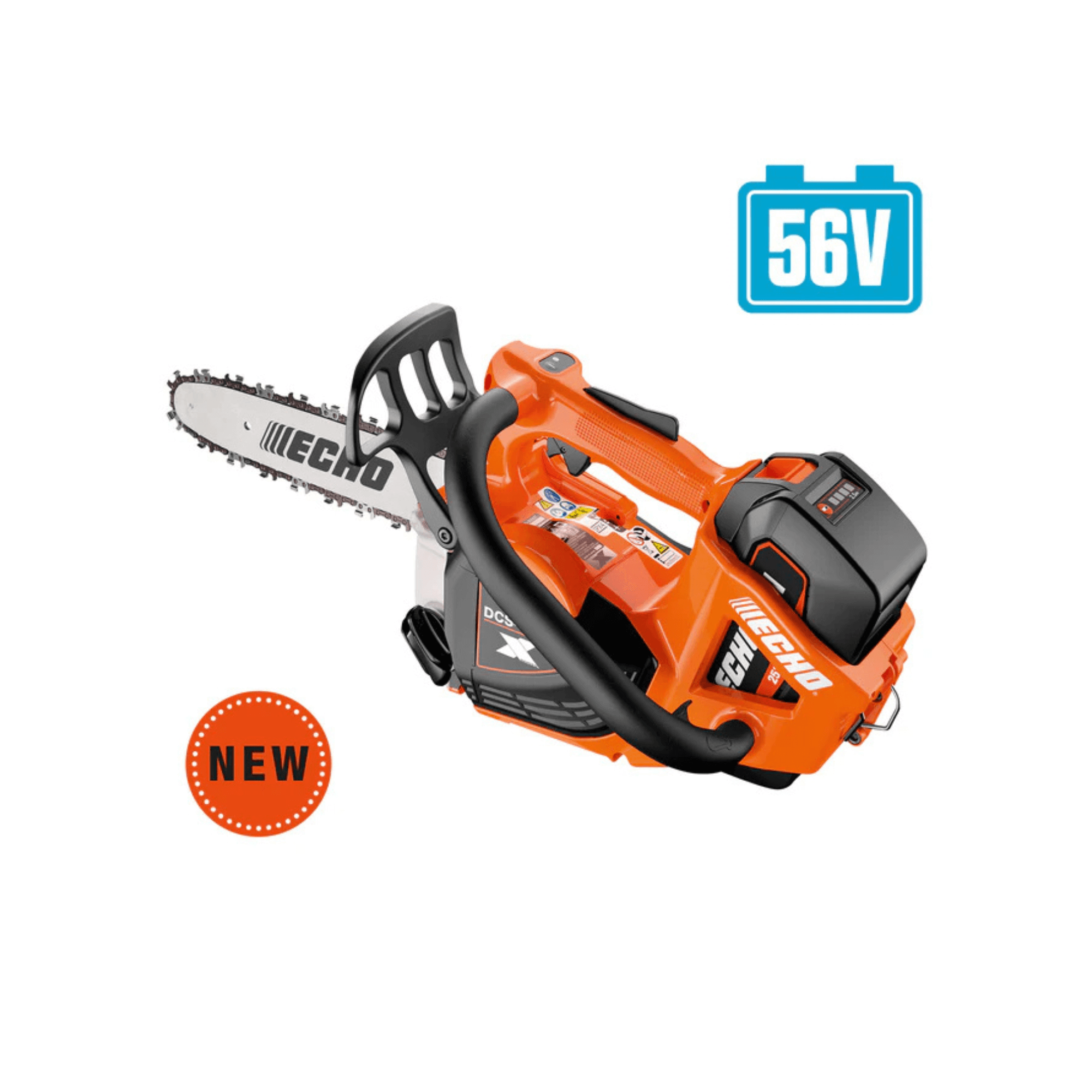 ECHO DCS-3500T Battery Top Handle Chainsaw 14" with 56V battery and new design for arborists and tree surgeons.