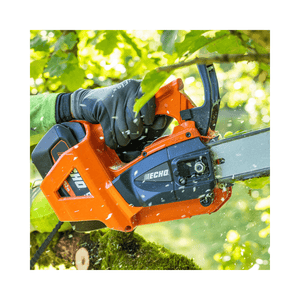 DCS-3500T Battery Top Handle Chainsaw 14" in use by an arborist for tree pruning and crown work.