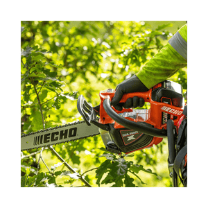 DCS-3500T Battery Top Handle Chainsaw 14" in action, trimming trees by a professional arborist.