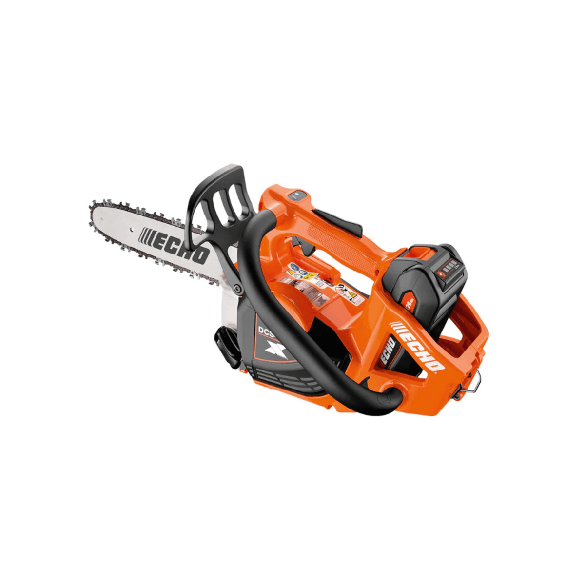 DCS-3500T Battery Top Handle Chainsaw 14" for tree surgeons and arborists, featuring a durable design and powerful battery.