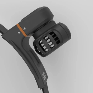 Close-up of the FreeLight 1200 head torch showcasing its modular design and integrated airflow technology.