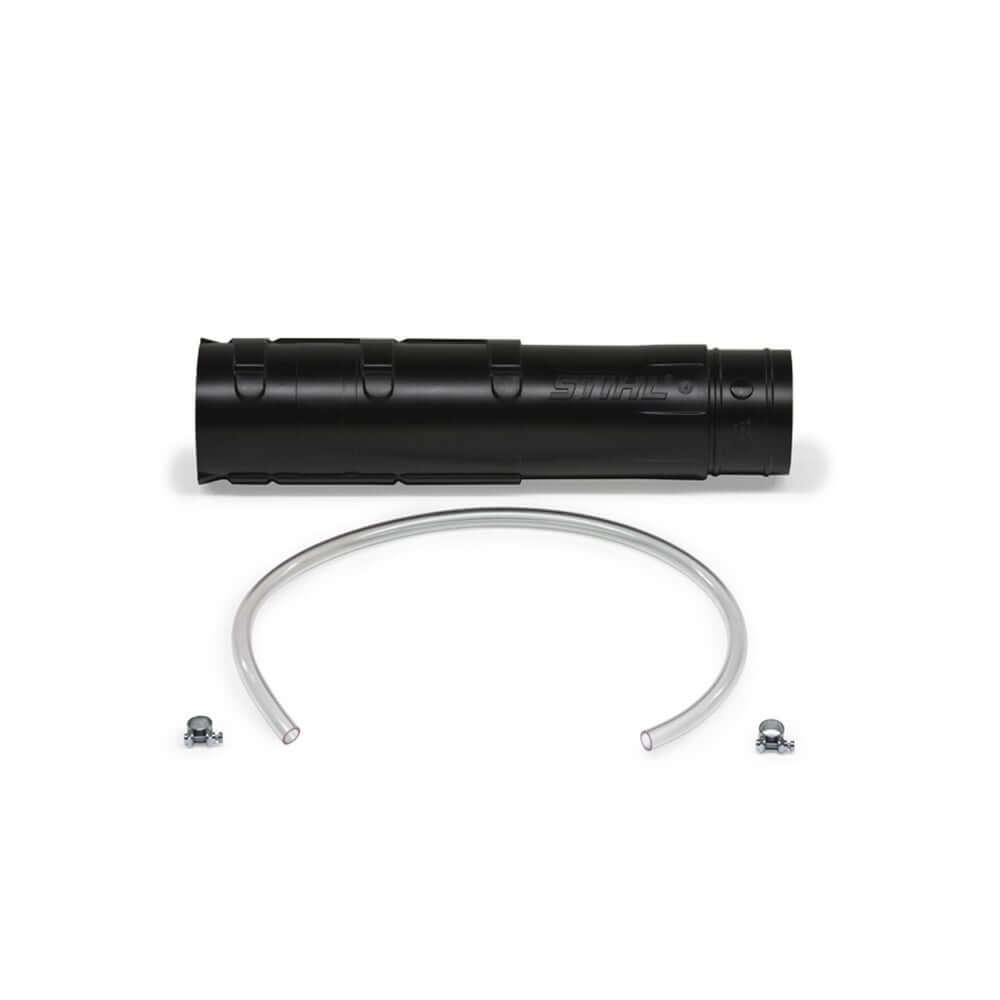 STIHL Extension Tube for SR430, SR450 with connected hoses, ideal for tree surgeons to improve spray reach.