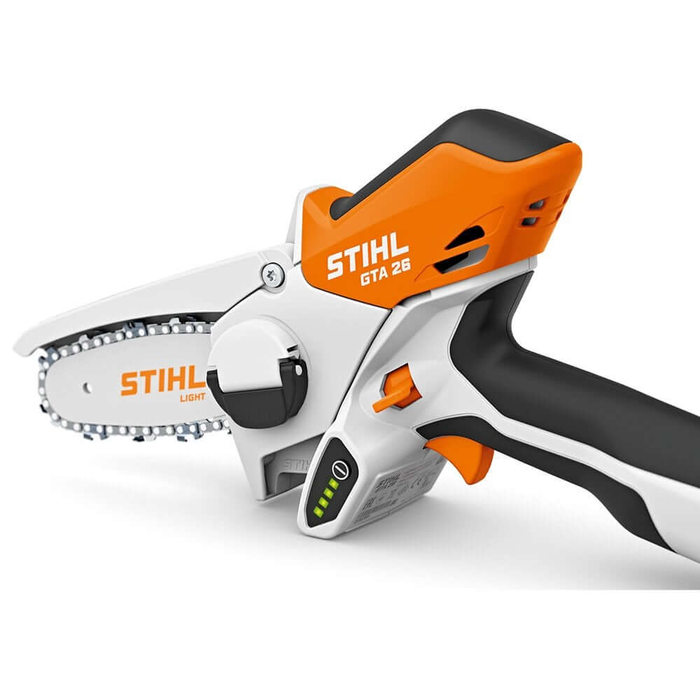 STIHL GTA 26 Cordless Garden Pruner showing lightweight design for tree surgeons and precision pruning.