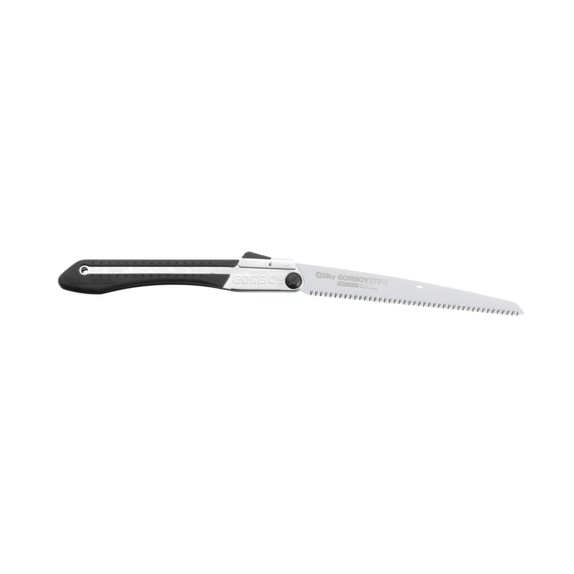 Gomboy Folding Saw with medium teeth and ergonomic handle, ideal for tree surgeons and outdoor use.