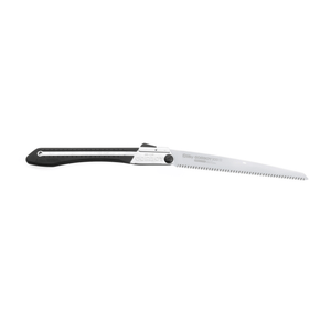 Gomboy Folding Saw with a black ergonomic handle and precision-ground teeth for tree surgeons and gardening.