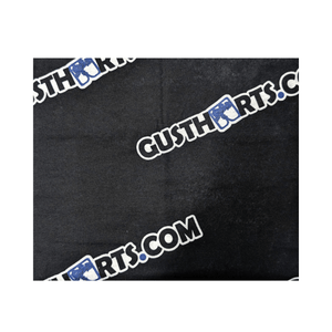Gustharts Neck Gaiter featuring a black base with repeating Gustharts.com logo, ideal for outdoor professionals.