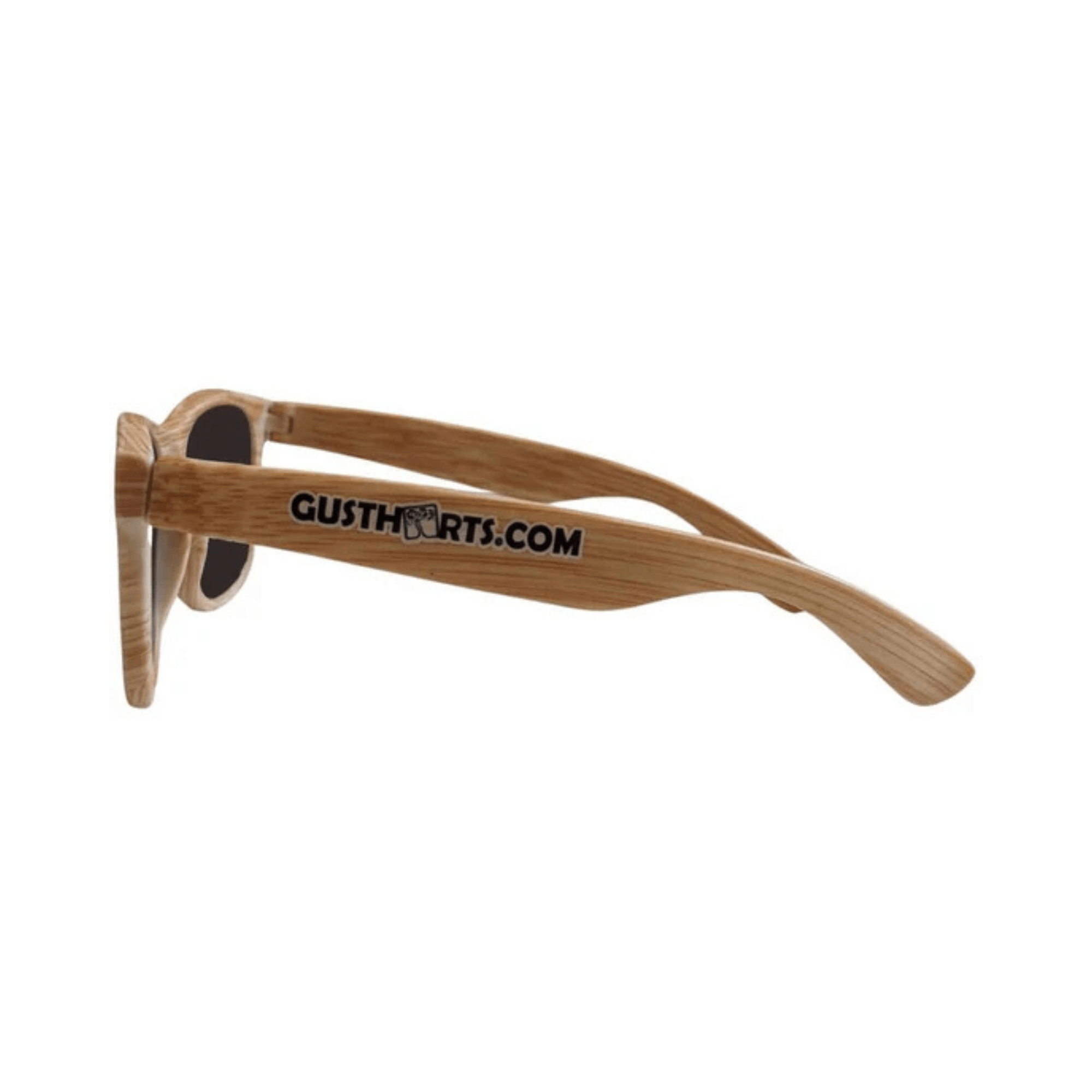 Side view of Gustharts Woody Sunglasses with wood effect frame and UV400 protection.