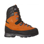 Orange HAIX chainsaw boots, Protector Forest 2.1 GTX, Class 2 protection, rugged outdoor footwear for forestry work