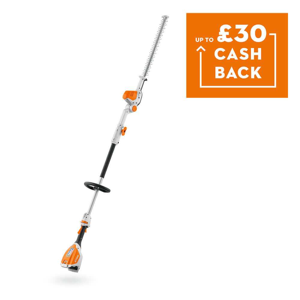 HLA 56 Long Reach Cordless Hedge Trimmer with cashback offer up to £30 for tree surgeons.