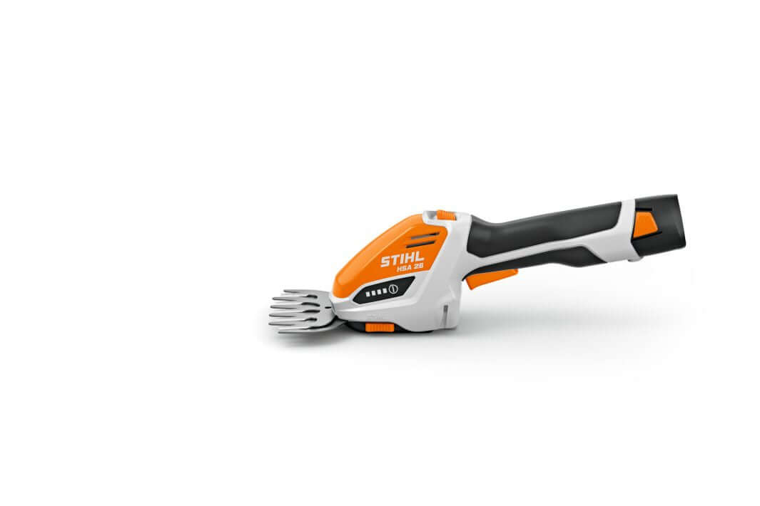 STIHL HSA 26 cordless shrub shear, battery-powered tool for effortless pruning and trimming in gardens.