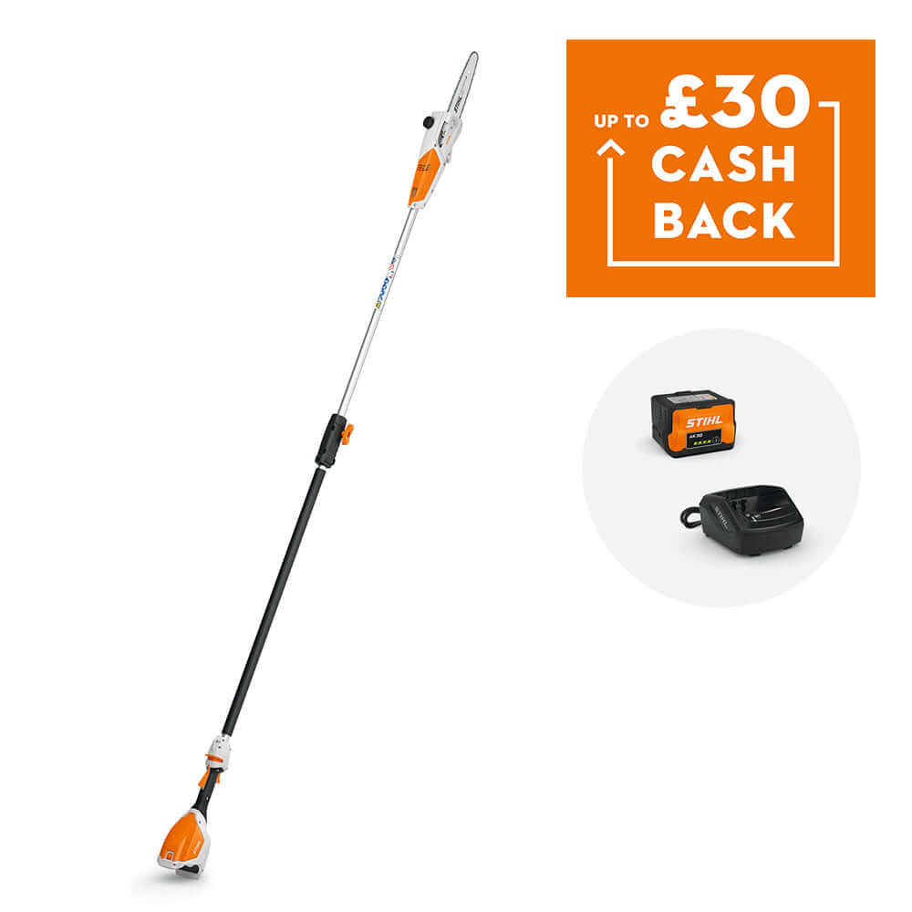 HTA 50 Cordless Battery Pruner Saw with cashback offer and accessories for tree surgeon use