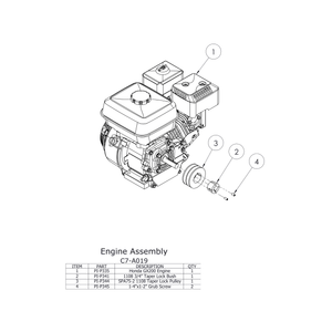C7 Chipper Spare Parts - Engine assembly diagram including components and part numbers for Hansa C7 Chipper.