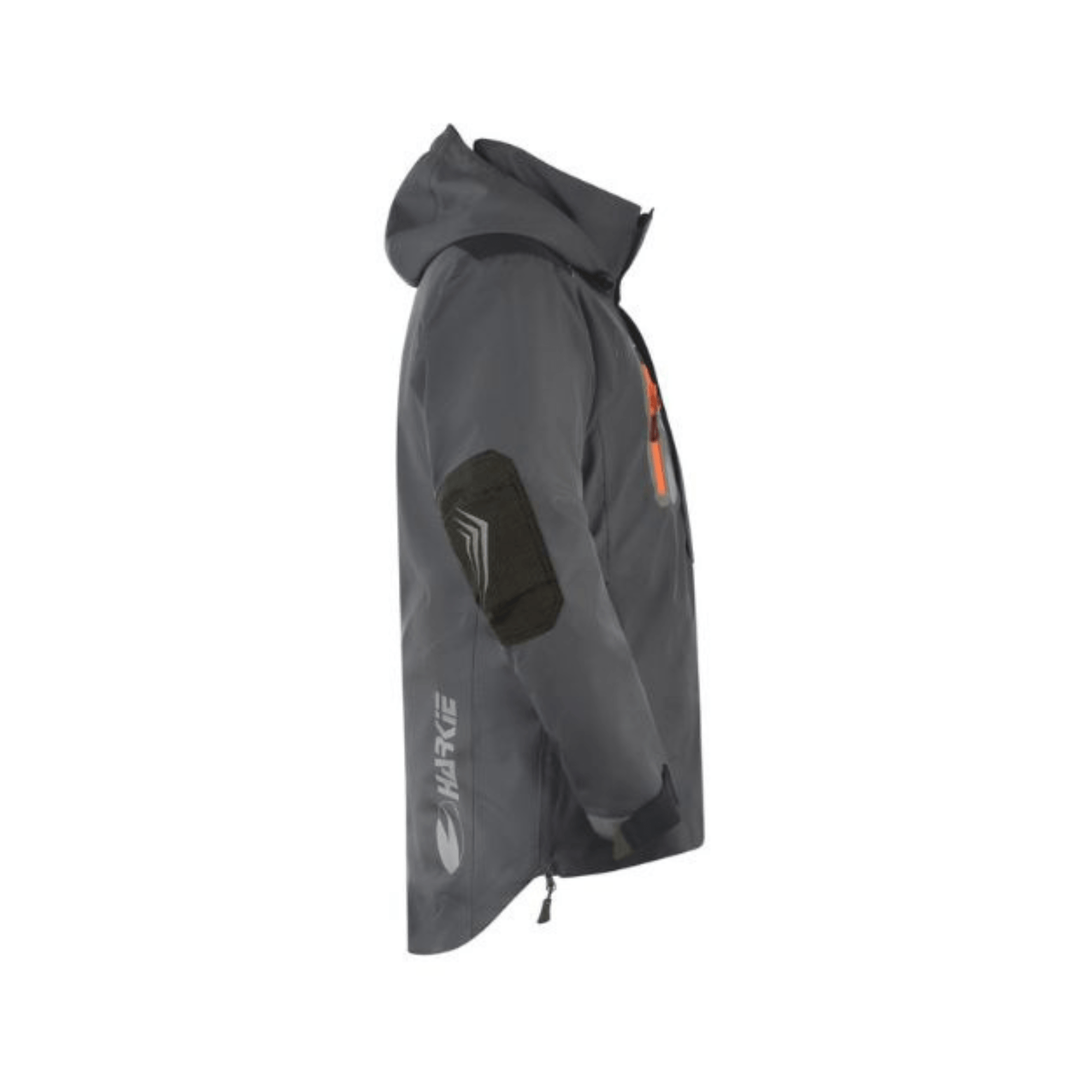 Harkie Defiance Smock Grey side view showcasing ergonomic fit, ideal for tree surgeons in harsh weather.
