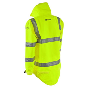 Harkie Forestry 2 Smock in hi-vis yellow with reflective stripes, ideal for tree surgeons and outdoor work.