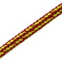 Close-up of Harkie HeftyFlex 13mm rigging rope in red and yellow, ideal for tree surgeons and outdoor applications.