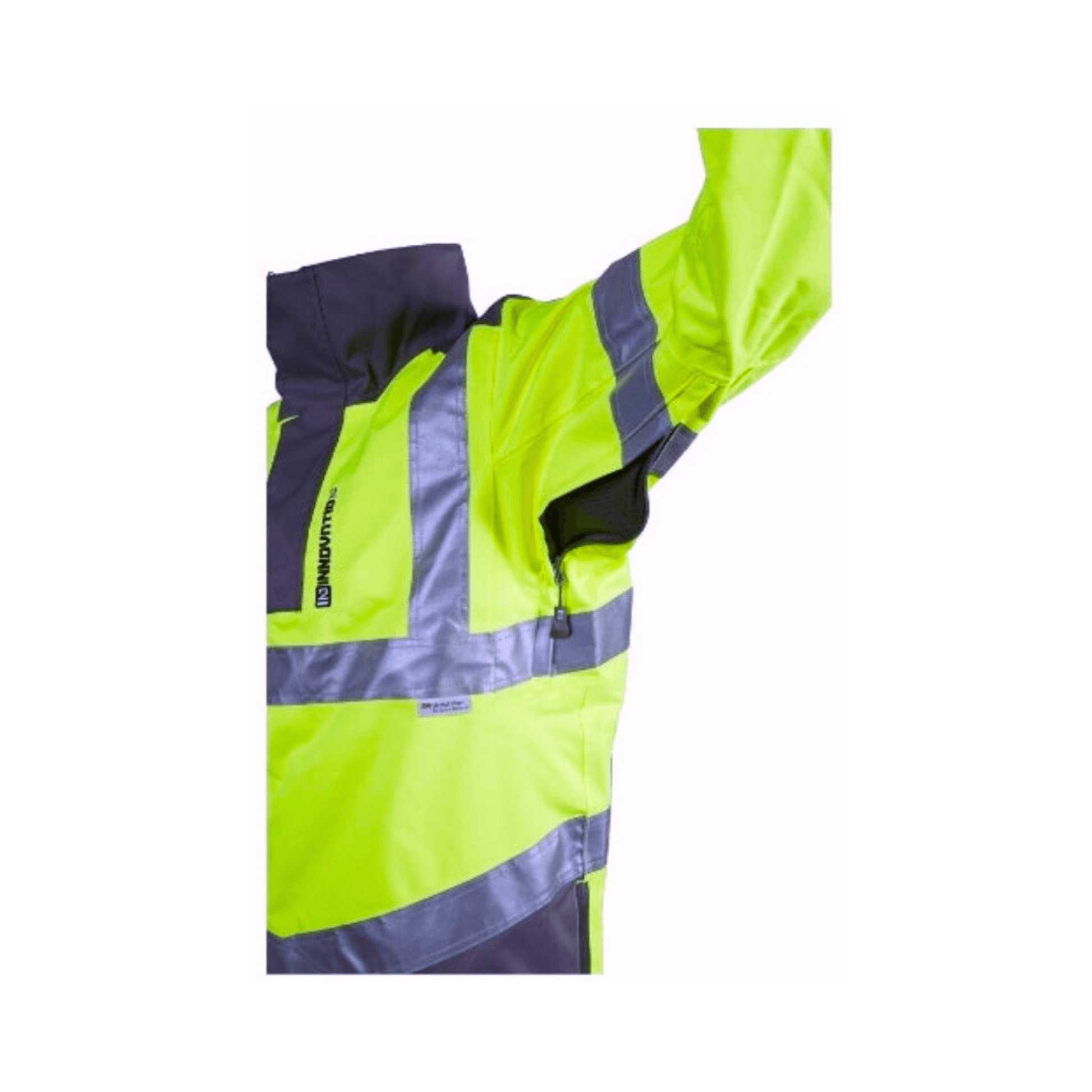 Innovation II Smock Hi-Vis Yellow featuring advanced waterproof fabric and reflective details for tree surgeons.