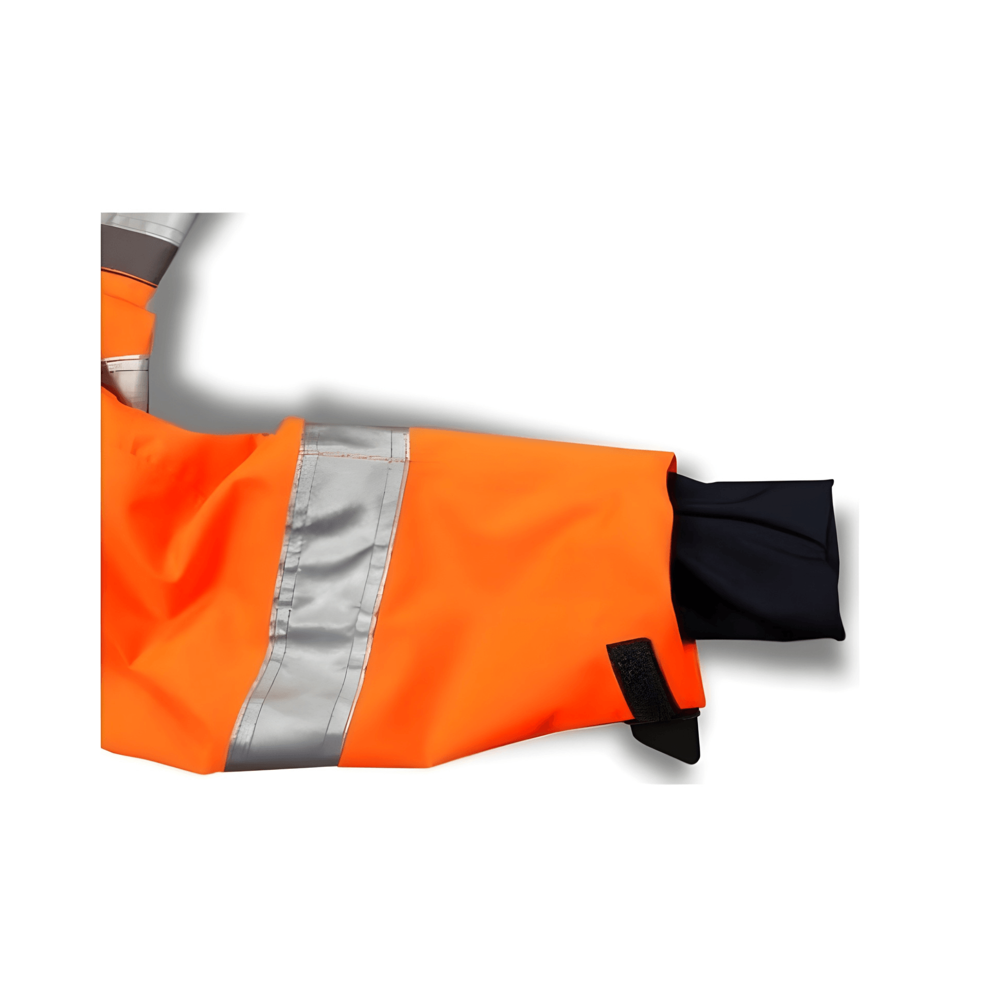 Innovation II Smock Orange close-up of sleeve highlighting reflective strips and waterproof material