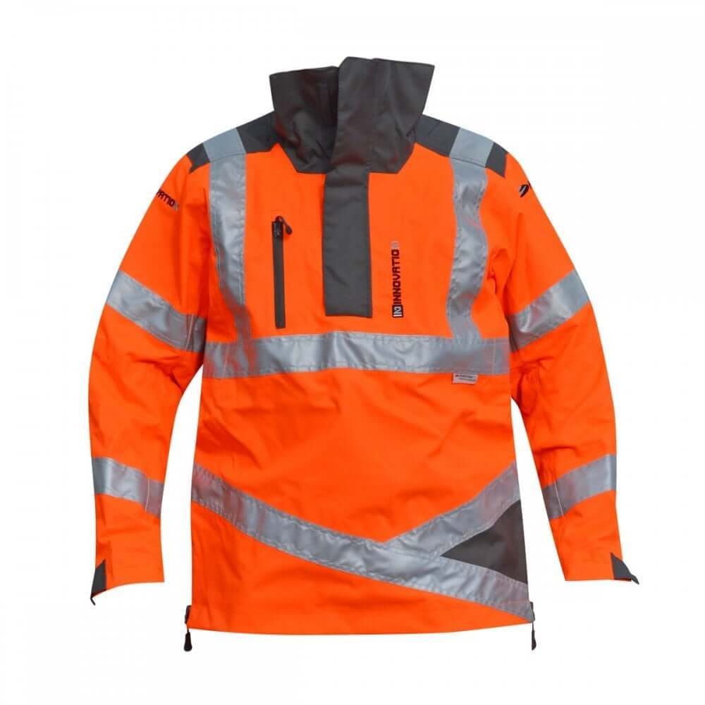 HARKIE Innovation II Smock in bright orange with reflective stripes, ideal for tree surgeons, waterproof and breathable design.