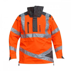 HARKIE Innovation II Smock in bright orange with reflective stripes, ideal for tree surgeons, waterproof and breathable design.
