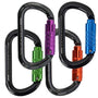Pack of 4 assorted colour Harkie oval 3 way locking carabiners, perfect for tree surgeons and climbers.