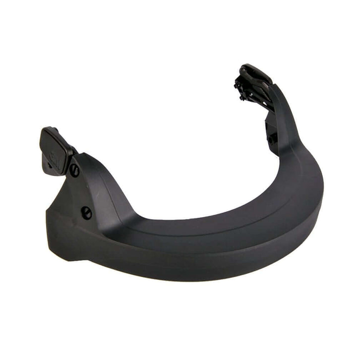 A black helmet mounted visor frame designed for use with 3M helmets.