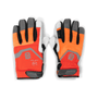 Husqvarna Technical Chainsaw Gloves with reinforced palms in high-visibility orange for safety and durability.