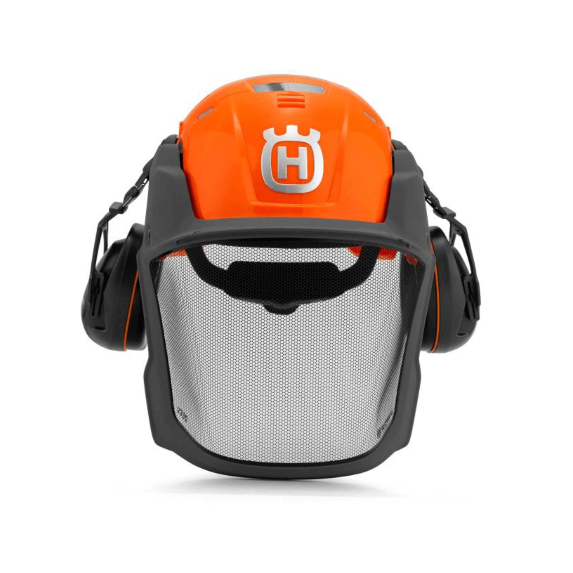 Technical Forest Chainsaw Helmet with integrated ear defenders and wrap-around visor for safety and visibility.