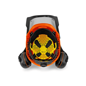 Technical Forest Chainsaw Helmet inner view showing MIPS and ear defenders design for safety and comfort.