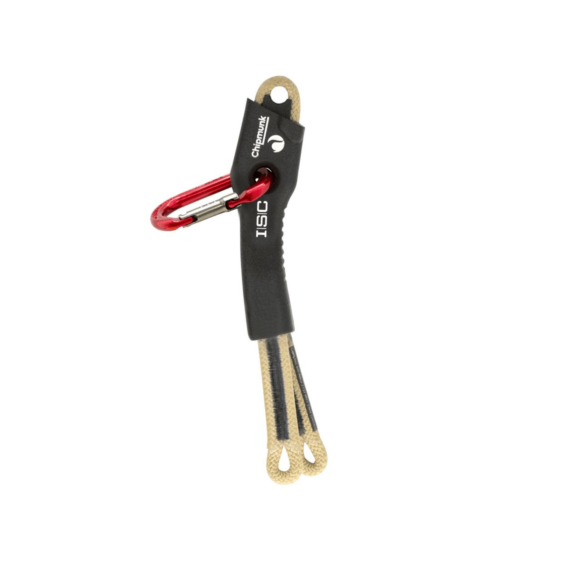 ISC Chipmunk Flex Tether with carabiner, designed for arborists and rope-access technicians.