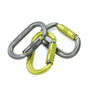 Oval Lemon Titanium 3-Pack carabiners in green and gray, featuring strong build for tree surgeons and climbing activities.