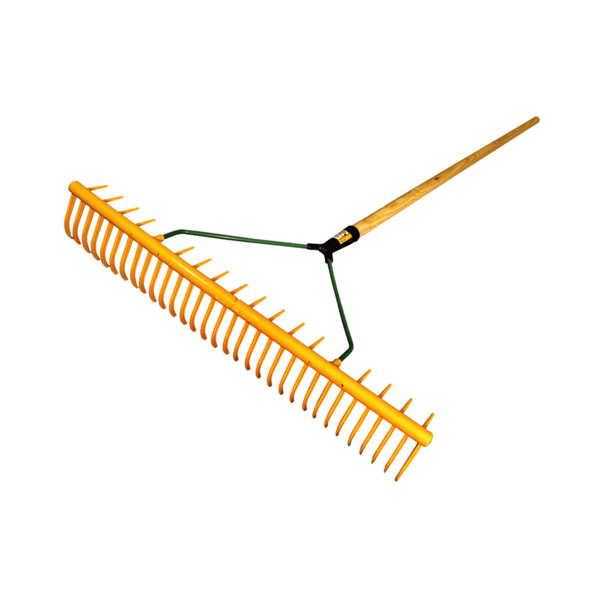 Leaf & Grass Rake 72" with a wooden handle and 32 teeth for efficient yard cleanup.