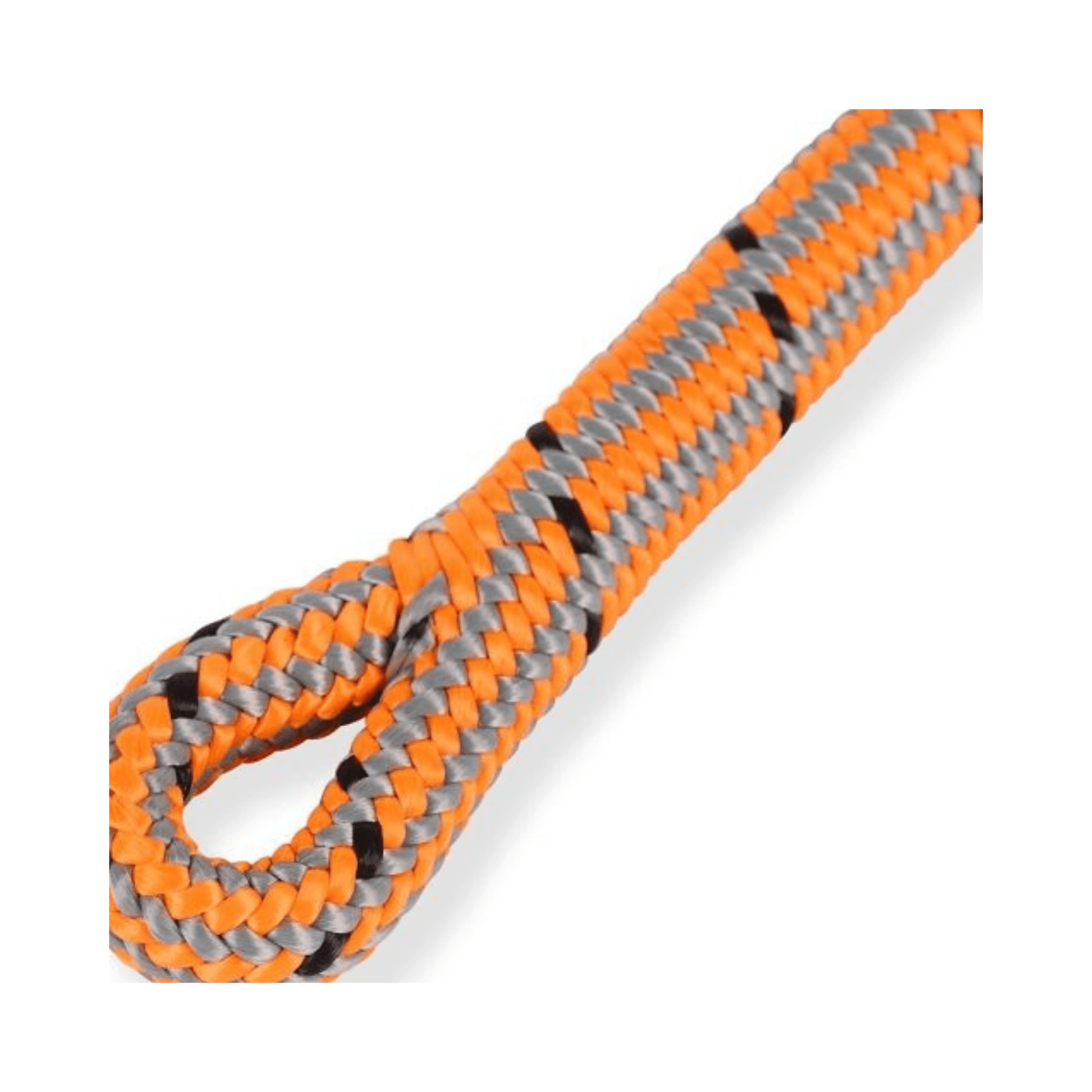 Vega Grey & Orange Climbing Rope 11.7mm close-up showing the vibrant orange and grey braid design.