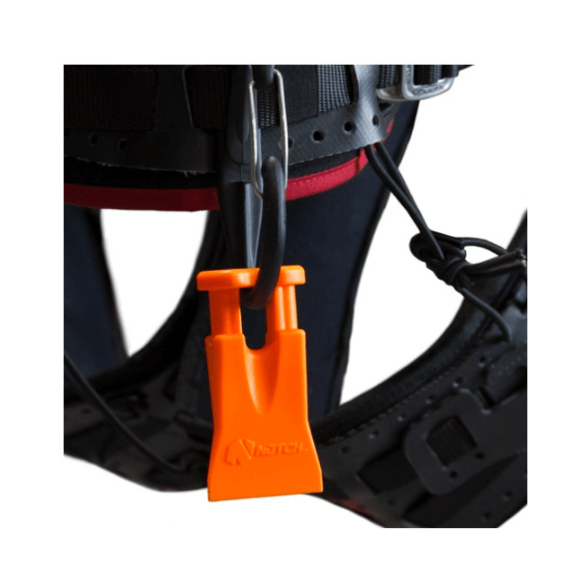 CBF Mini Tree Felling Wedge attached to climbing harness for safe tree felling operations.