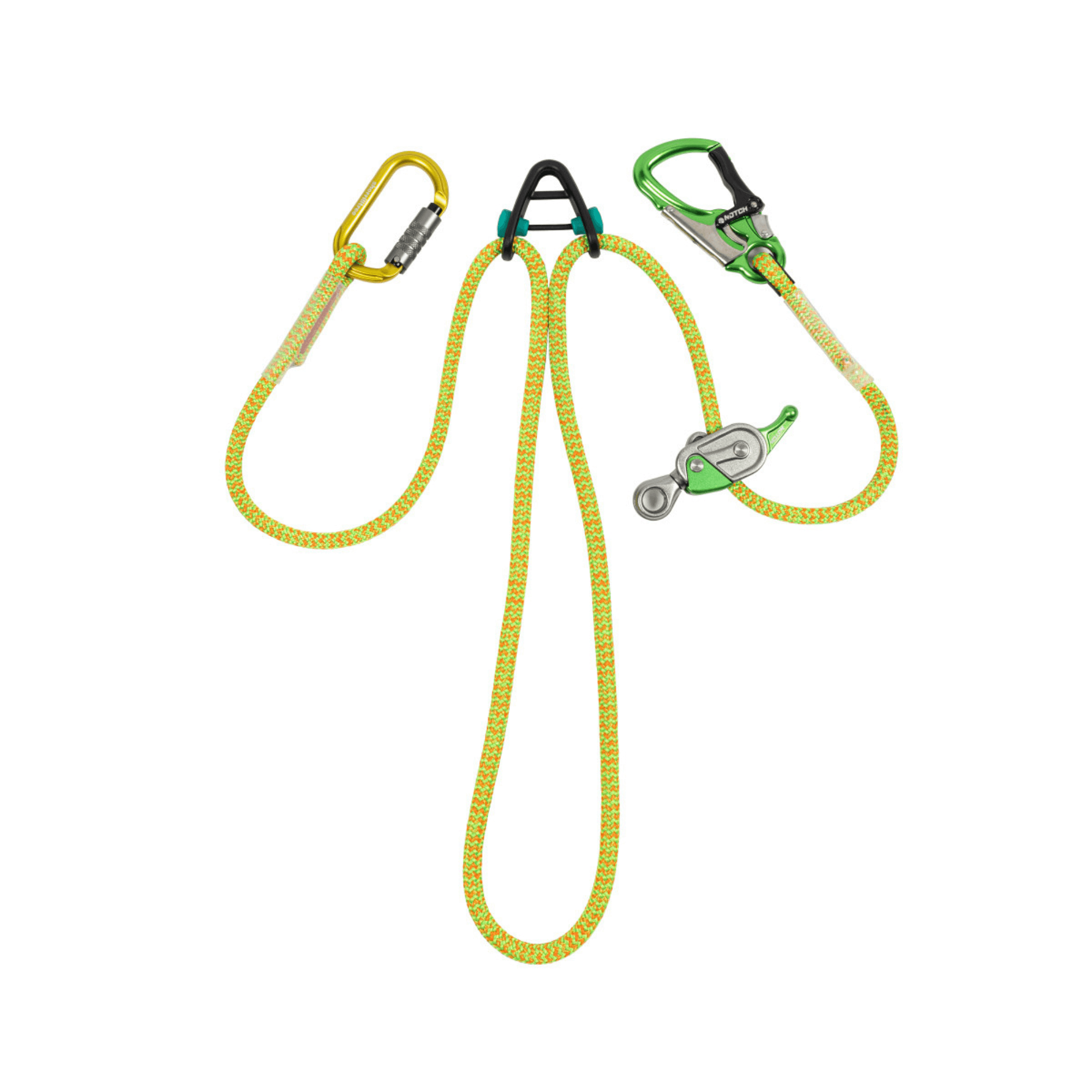 Notch Equipment Sidekick Lanyard Manager with carabiners and rope for arborists and tree climbers.