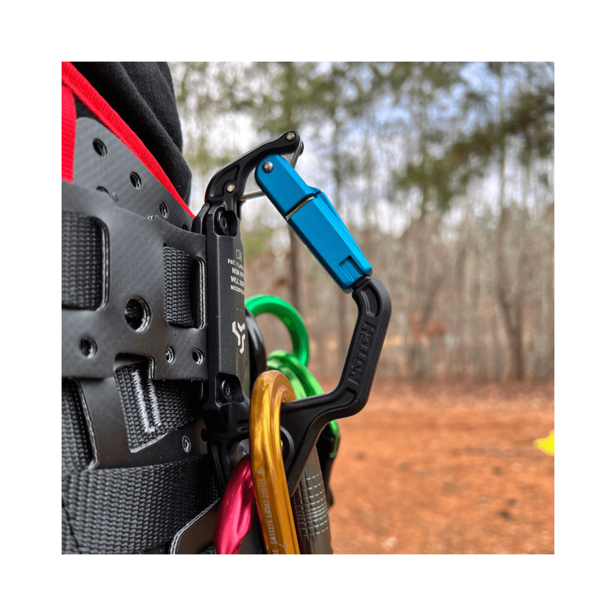 Notch Swinger Tool Carrier featuring a dual-action swinging gate for tree surgeons.