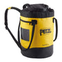 Petzl Bucket 30L climbing rope bag in yellow and black, ideal for tree surgeons and outdoor enthusiasts.