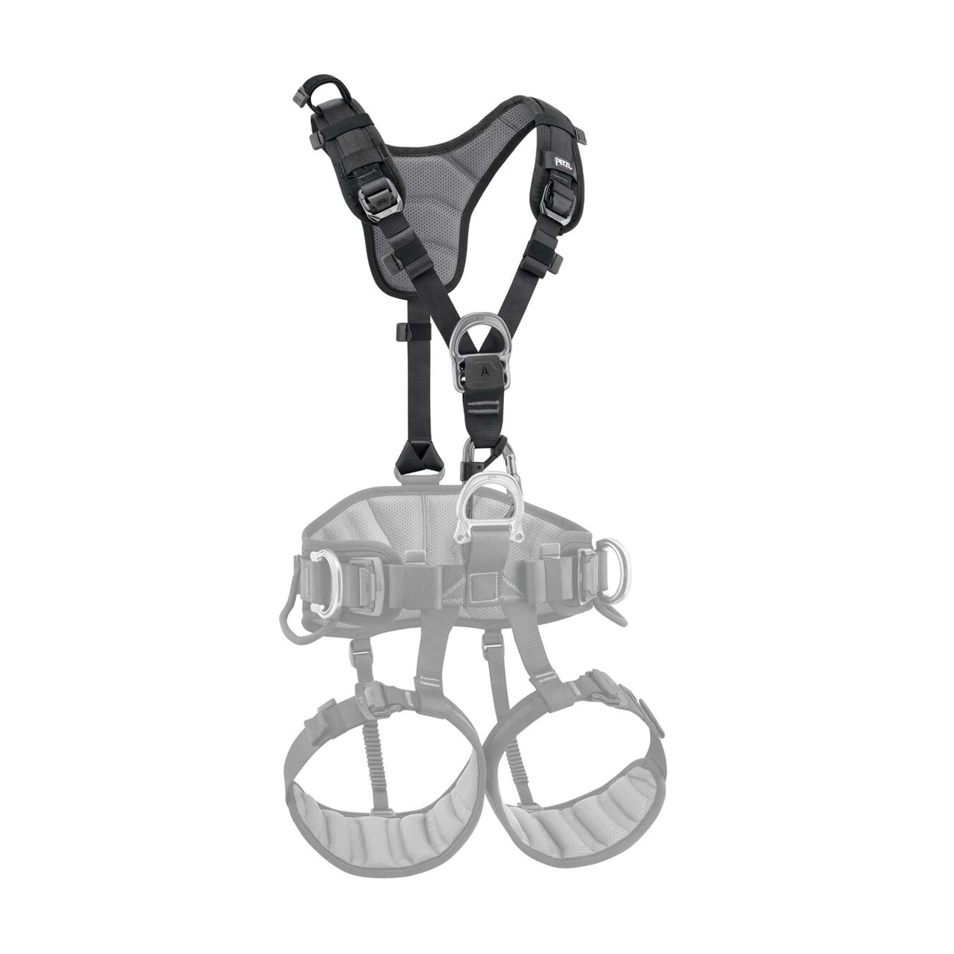 Petzl Chest Harness Top for tree surgeons, designed to enhance fall protection and load distribution with padded straps.