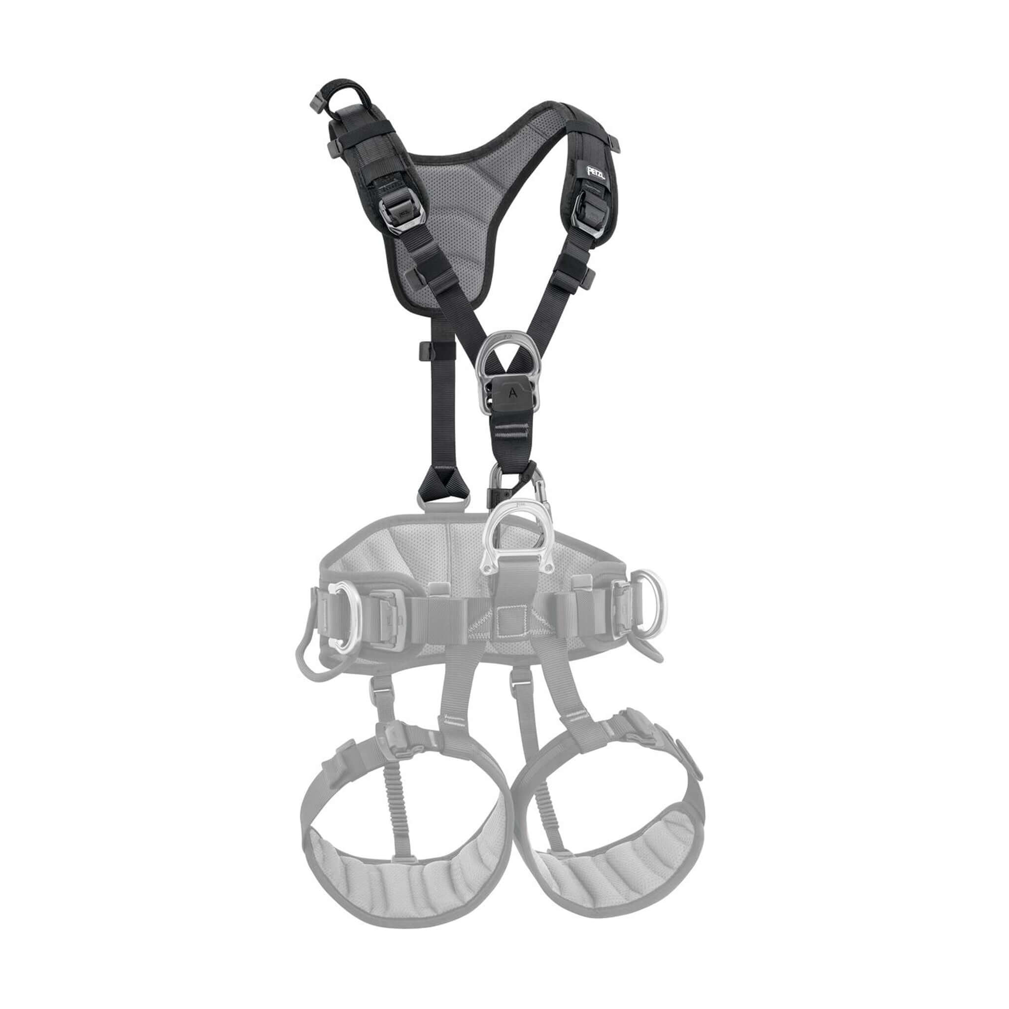 Petzl Chest Harness Top for tree surgeons, designed to enhance fall protection and load distribution with padded straps.