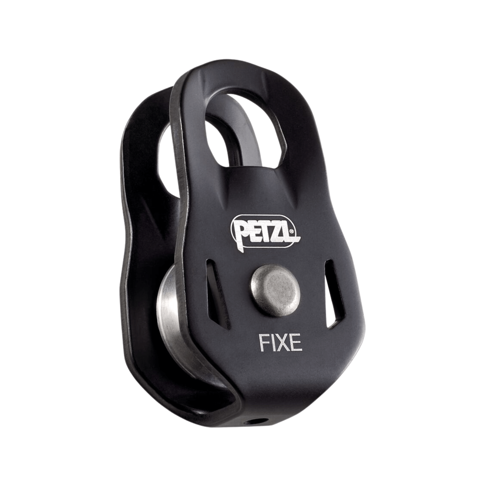 Petzl FIXE Pulley Black designed for tree surgeon applications, compact and lightweight for reliable rigging.