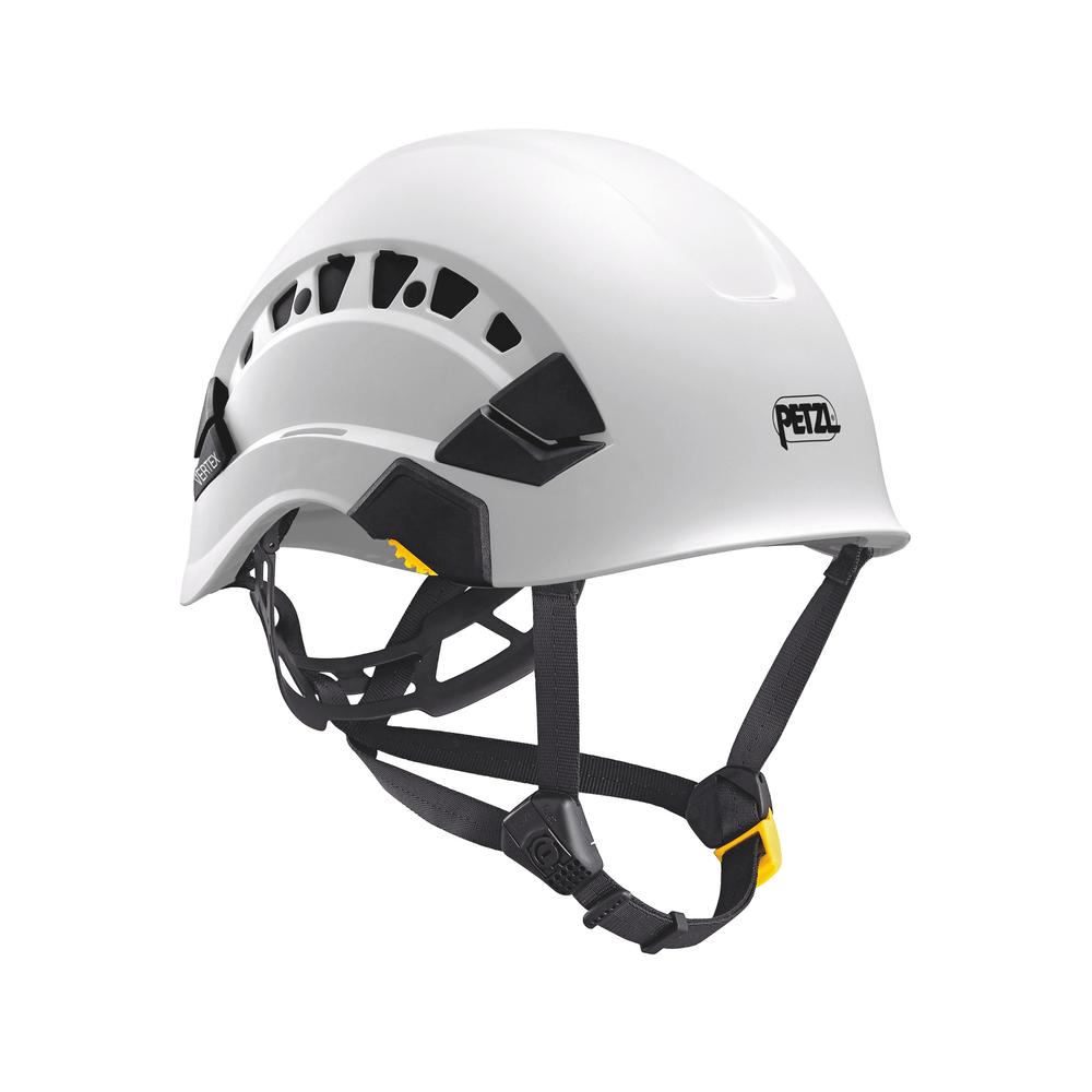 Petzl Vertex Vent climbing helmet for tree surgeons, featuring ventilation and secure fit systems, ideal for work at height.