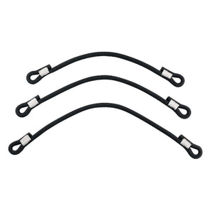 Three black PETZL Sequoia Rope Attachment Bridges with metal clasps.