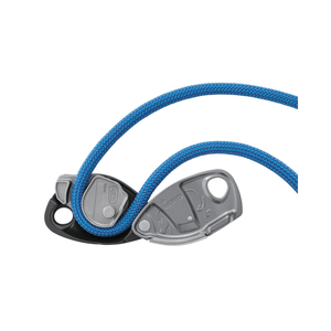 PETZL GRIGRI® + belay device with blue rope, ideal for tree surgeons and top rope climbing.