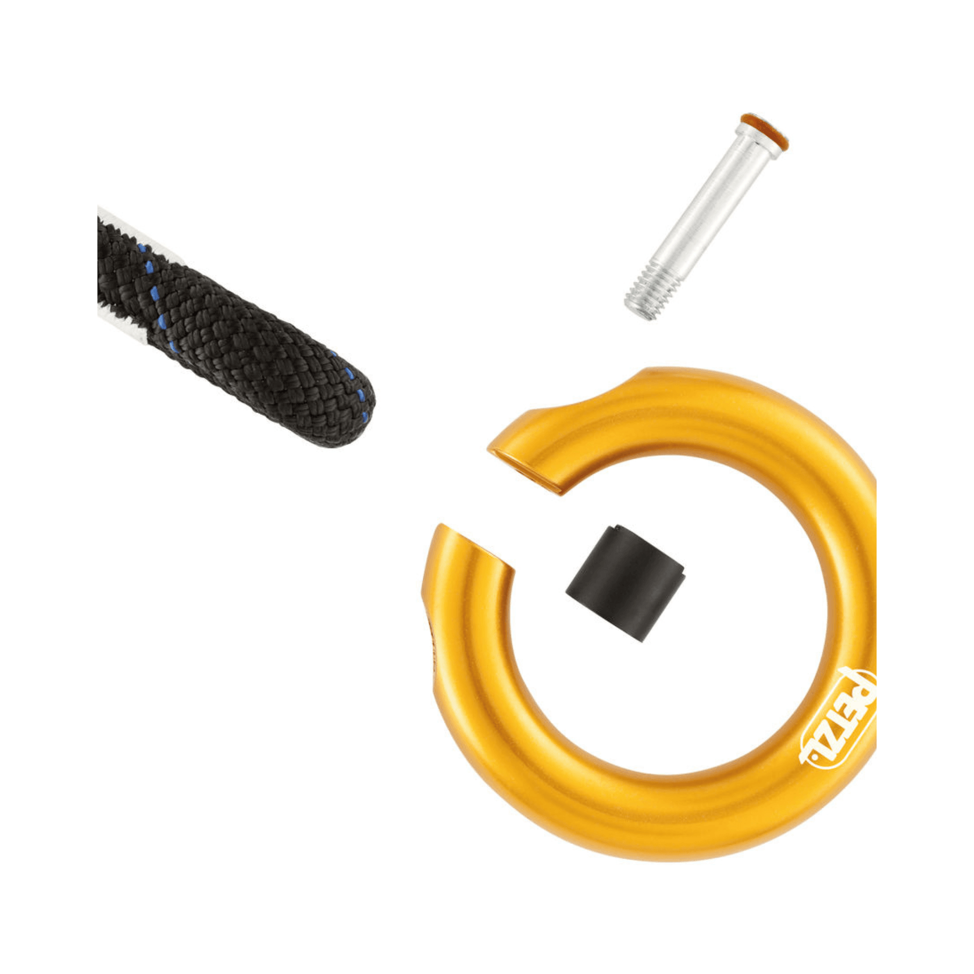 Open Gated Ring for Petzl Harness, ideal for tree surgeons, features high strength and multi-directional functionality.