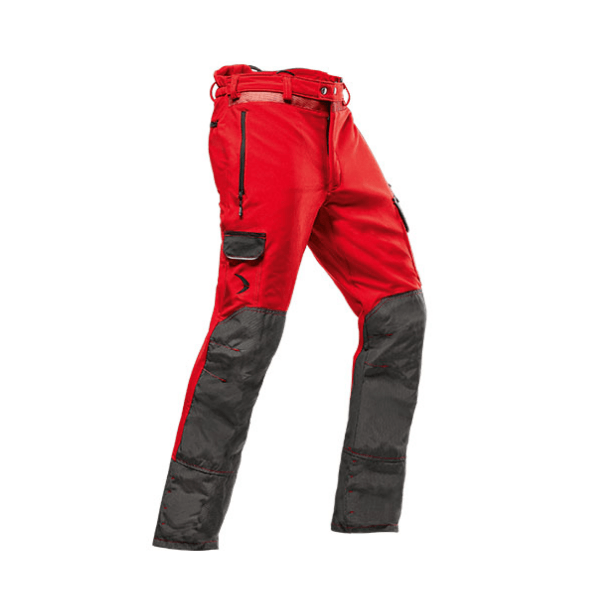 Arborist Chainsaw Trousers Type A in red and gray, designed for professional arborists working at height.