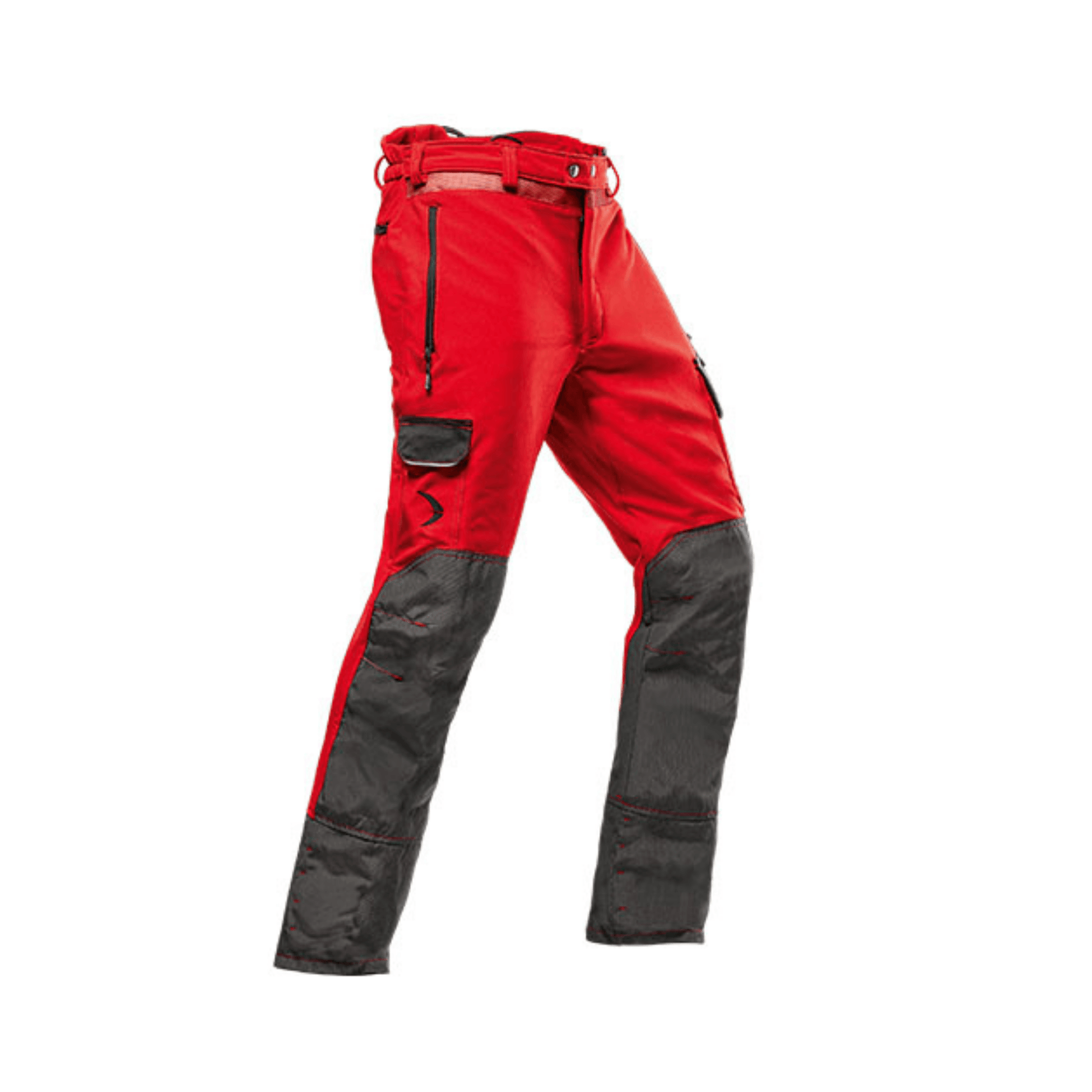 Arborist Chainsaw Trouser Type C in red and grey, designed for professional arborists providing 360° leg protection.