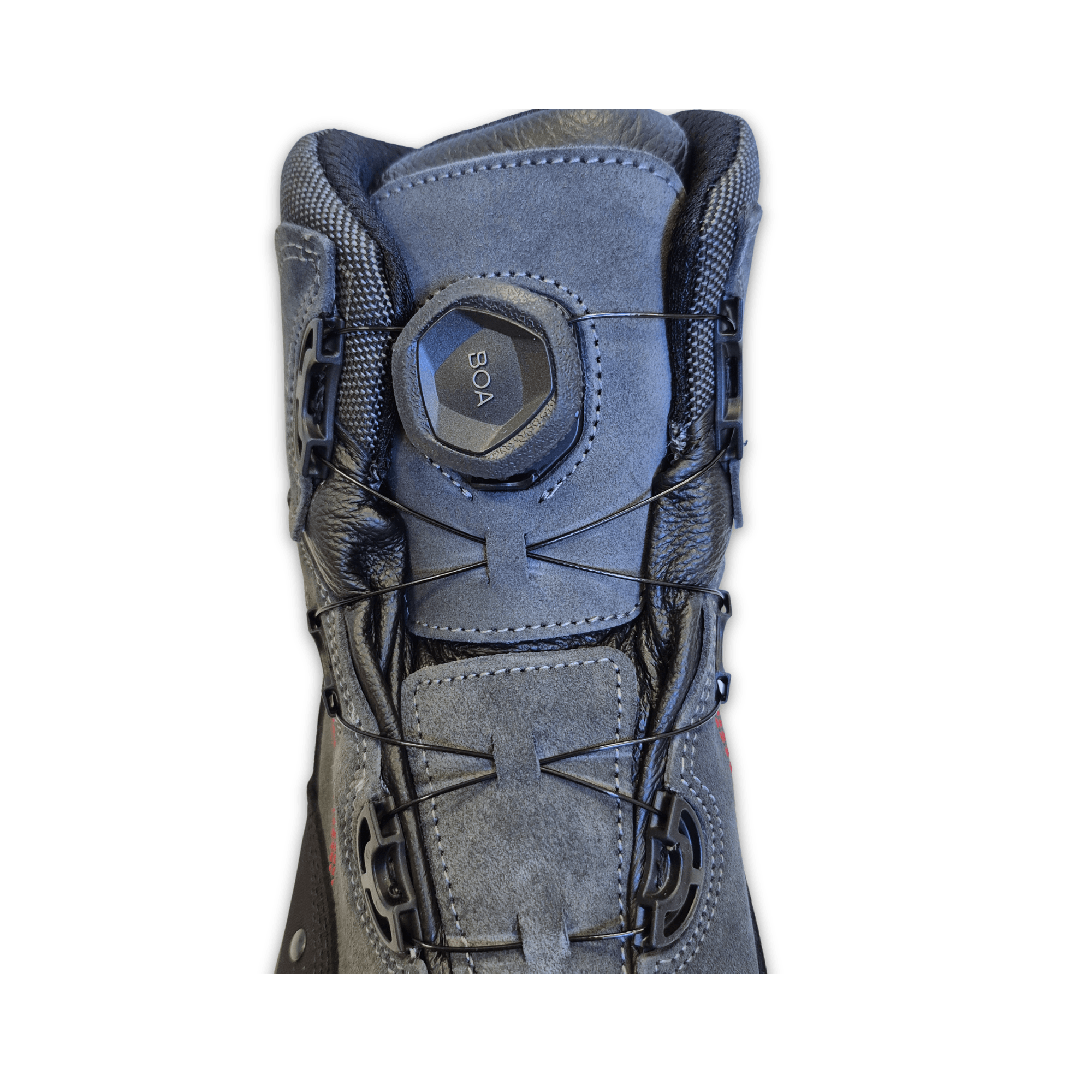 Close-up view of the Boa system on the Pfanner Boa Bau S3 Safety Boots for secure fitting.