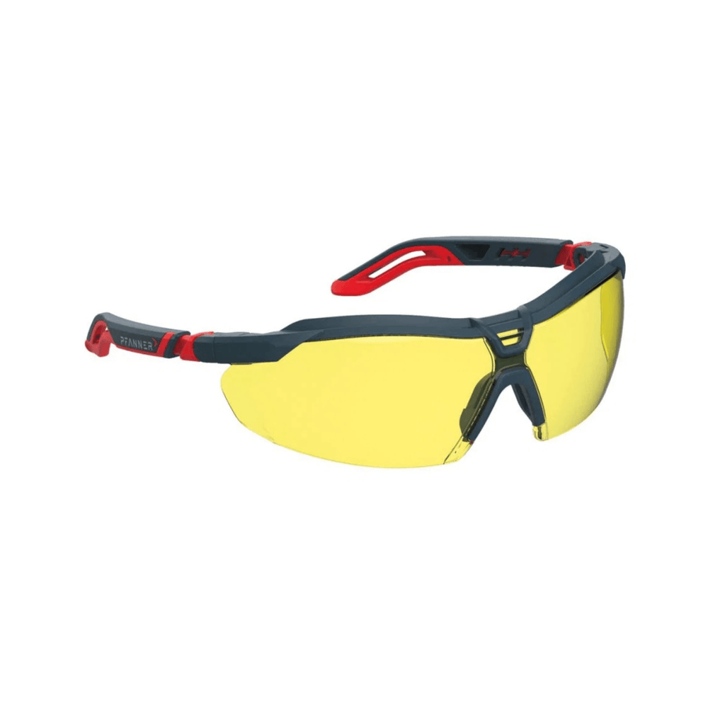 Nexus Safety Forestry Glasses with yellow lenses and ergonomic design for tree surgeons and outdoor professionals.