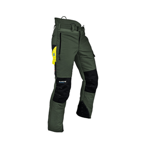 Ventilation Chainsaw Trousers Type A in green and black, designed for arborists and forestry professionals.